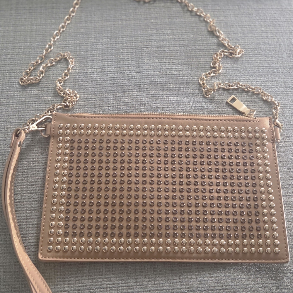 Studded Chain Crossbody Clutch - Rose Gold
